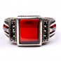 Handmade Mans Zircon Red Gemstone Ring