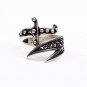 Handmade Mans Sword Black Zircon Gemstone Ring, Mans 925 Silver Ring
