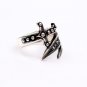 Handmade Mans Sword Black Zircon Gemstone Ring, Mans 925 Silver Ring