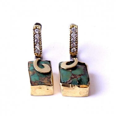 Women Turquoise Handmade Silver Gold Plated Special Design  Silver Earrings