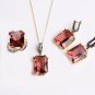 Rectangle Zultanite Jewelry Set, Rose shaped Woman Silver