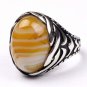 Handmade Mans 925 Silver Yellow Agate Ring