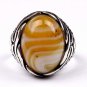 Handmade Mans 925 Silver Yellow Agate Ring