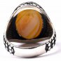 Handmade Mans 925 Silver Yellow Agate Ring
