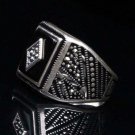 Mans 925 Silver Black Agate Ring, Handmade Square Cut Agate 925 Silver Ring