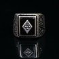 Mans 925 Silver Black Agate Ring, Handmade Square Cut Agate 925 Silver Ring