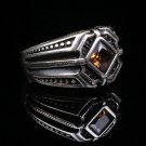 Handmade Mans Zircon Brown Gemstone Ring