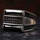 Handmade Mans Zircon Black Gemstone Ring