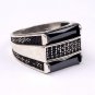 Handmade Mans Zircon Black Gemstone Ring
