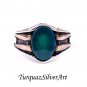 Mans 925 Aqua Blue-Green Oval Cut Agate Ring, Handmade