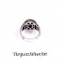 Mans 925 Aqua Blue-Green Oval Cut Agate Ring, Handmade