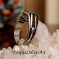 Mans 925 Aqua Blue-Green Oval Cut Agate Ring, Handmade