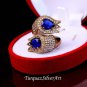 Handmade Woman Dark Blue Tulip Zircon Gemstone Ring