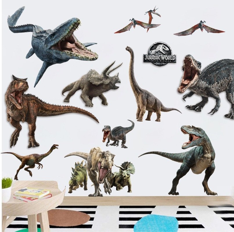 3D Watercolour Dinosaur Wall Stickers Peel and Stick Removable Wall