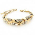 Women Exquisite Rhinestone Crystal Gold Bracelet Adjustable Bangle Cuff Jewelry