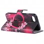 Pink Hearts Flower Flip Mobile Phone Wallet Case For iPhone