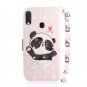 Pale Pink Panda Heart PU Leather Mobile Phone Wallet Case For LG