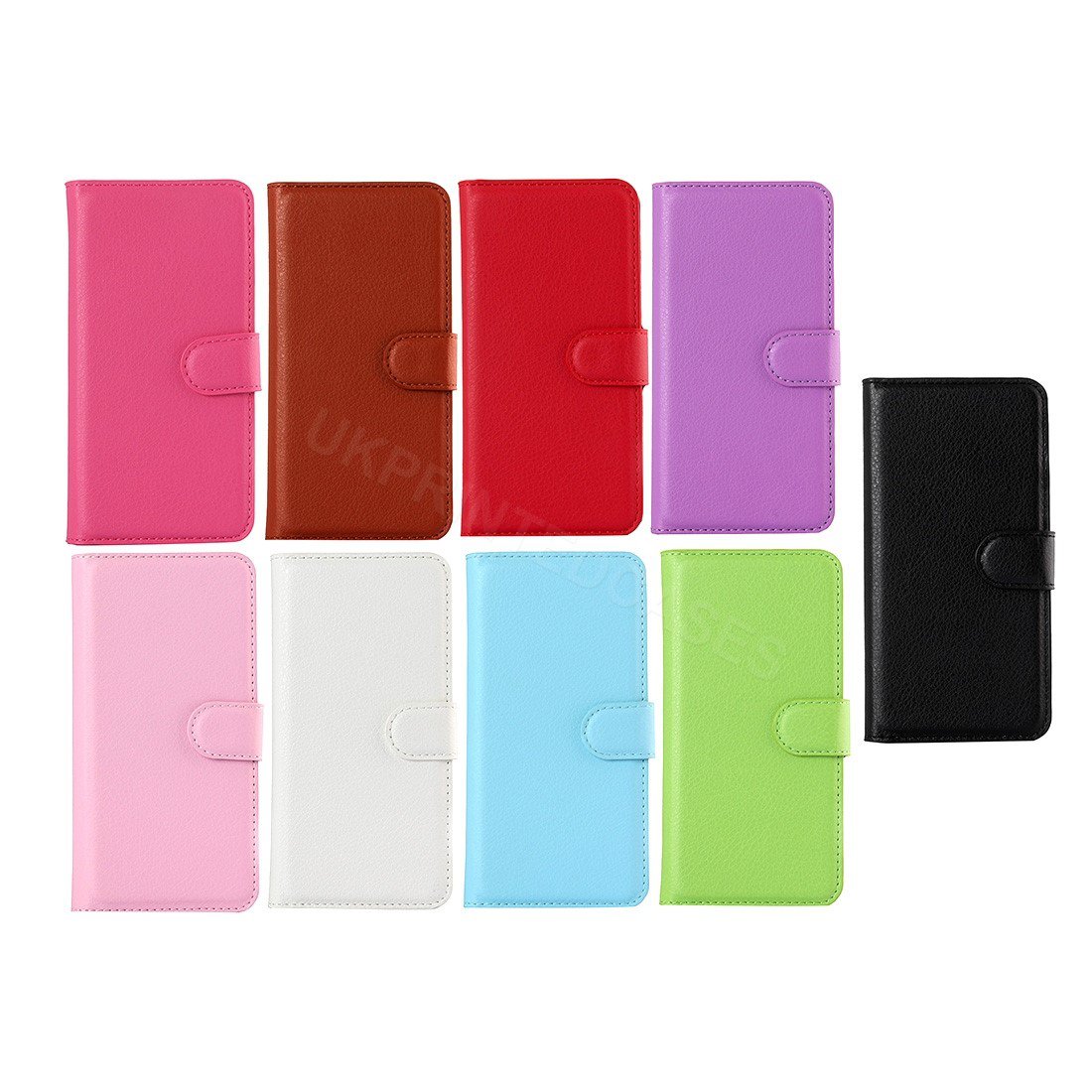 Plain Litchi PU Leather Flip Mobile Phone Card Wallet Case For iPhone