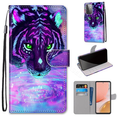 Tiger Drinking Water Flip PU Leather Mobile Wallet Case For Honor