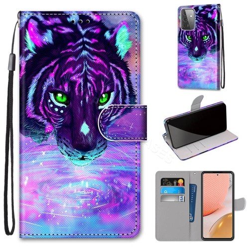 Tiger Drinking Water Flip PU Leather Mobile Wallet Case For LG