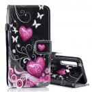 Pink Heart Butterfly Flip PU Leather Mobile Wallet Case For Samsung