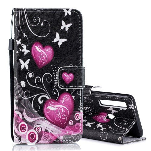 Pink Heart Butterfly Flip PU Leather Mobile Wallet Case For Sony