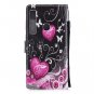 Pink Heart Butterfly Flip PU Leather Mobile Wallet Case For Sony