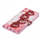 Red Love Heart Flip PU Leather Mobile Wallet Phone Case For Samsung