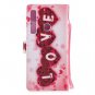 Red Love Heart Flip PU Leather Mobile Wallet Phone Case For Huawei