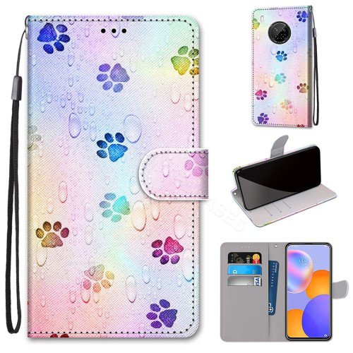 Colourful Paw Print Flip PU Leather Wallet Phone Case For Nokia
