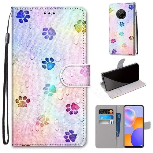Colourful Paw Print Flip PU Leather Wallet Phone Case For Samsung