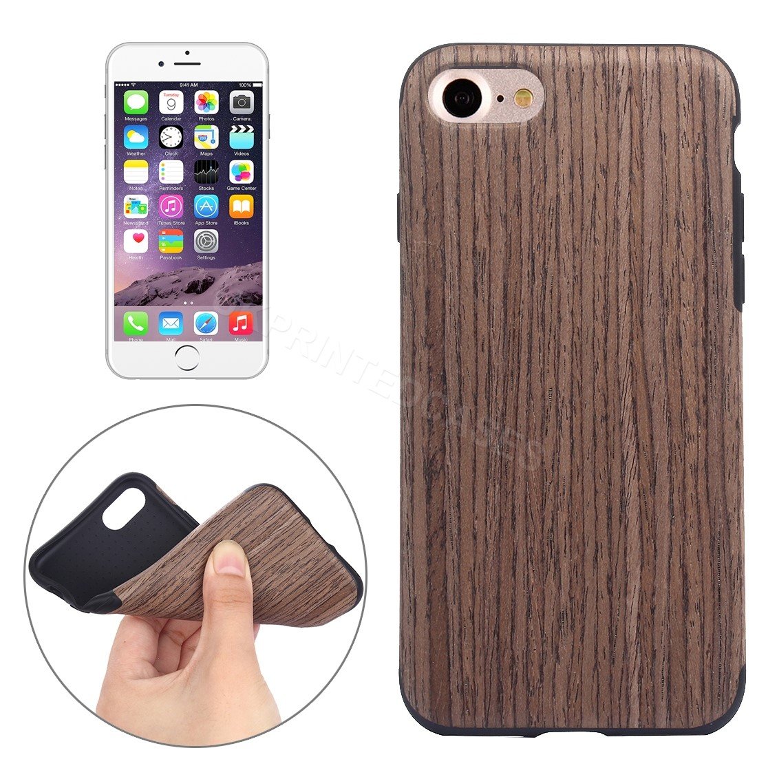 Wood Grain Effect Soft Mobile Phone Case For iPhone
