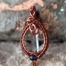Handcrafted Wire Wrapped Quartz and Black Jasper Gemstone Pendant