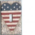 Americana heart flag single light switch plate cover switchplate