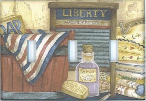 Americana laundry triple light switch plate cover switchplate