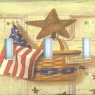 Americana Flag with basket triple Switchplate cover switch plate