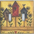 Birdhouse and Sunflowers double light switchplate switch plate