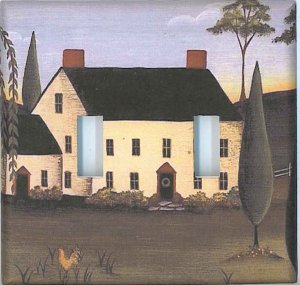 Folk Art House custom double light switchplate cover switch plate