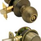 Bilock high security single sided deadbolt and entry knob lock combo pack. Antique brass finish