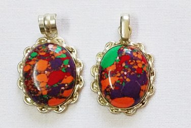 Manmade Colourful Turquoise Pendants set in Nickel Silver- Lot of 2
