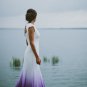 Mermaid Chiffon Purple Beach Wedding Dresses Ruched Lace Accents Bridal Gowns