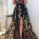Simple Long Prom Dresses Lace Cheap Slit Party Gowns Evening Dress