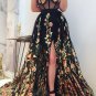 Simple Long Prom Dresses Lace Cheap Slit Party Gowns Evening Dress