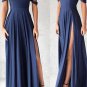 Gorgeous Navy Blue Prom Dresses Evening Dresses,Long Formal Gowns,Slit Party Dresses,Chiffon Dress