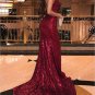 V-neck Sweep Brush Train Ruffles Sequins Dresses Prom Dress G5874