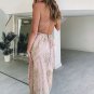 Sexy V-neck See-through Tulle Prom Dresses Beading Evening Dress Formal Dress Rose Gold H4571