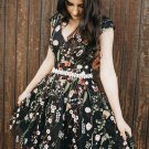 Chic Black Lace Flowers Cap Sleeves Homecoming Dress Unique Graduation Dress S4842