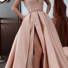 Stunning Tulle & Satin Cap Sleeves A-line Prom Dresses Graduation Dress S4265