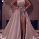 Fashion One Shoulder HIgh Slit Evening Dress A-line Prom Dresses Graduation Dress S4250