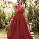 Spaghetti Straps V-Neck Ruched Long Prom Dress Long Prom Dress Hot D2650
